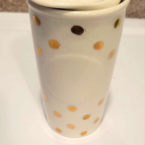 Starbucks Other - Starbucks Gold Polka Dot Ceramic Cup